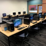 Skware Computer Tables - black powder coated base and privacy panel
