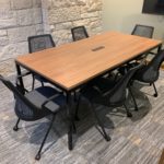 skware - conference table with built in power, black powder coated base
