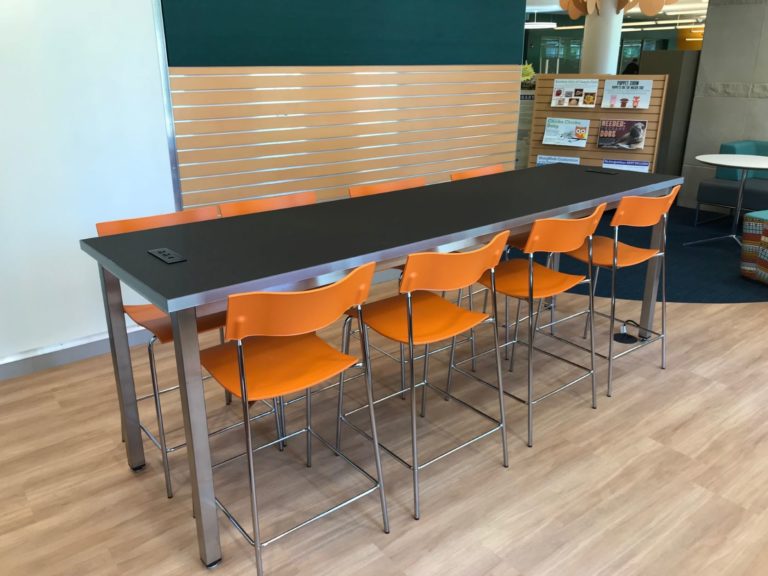 maker table - built in power, Elmhurst Library