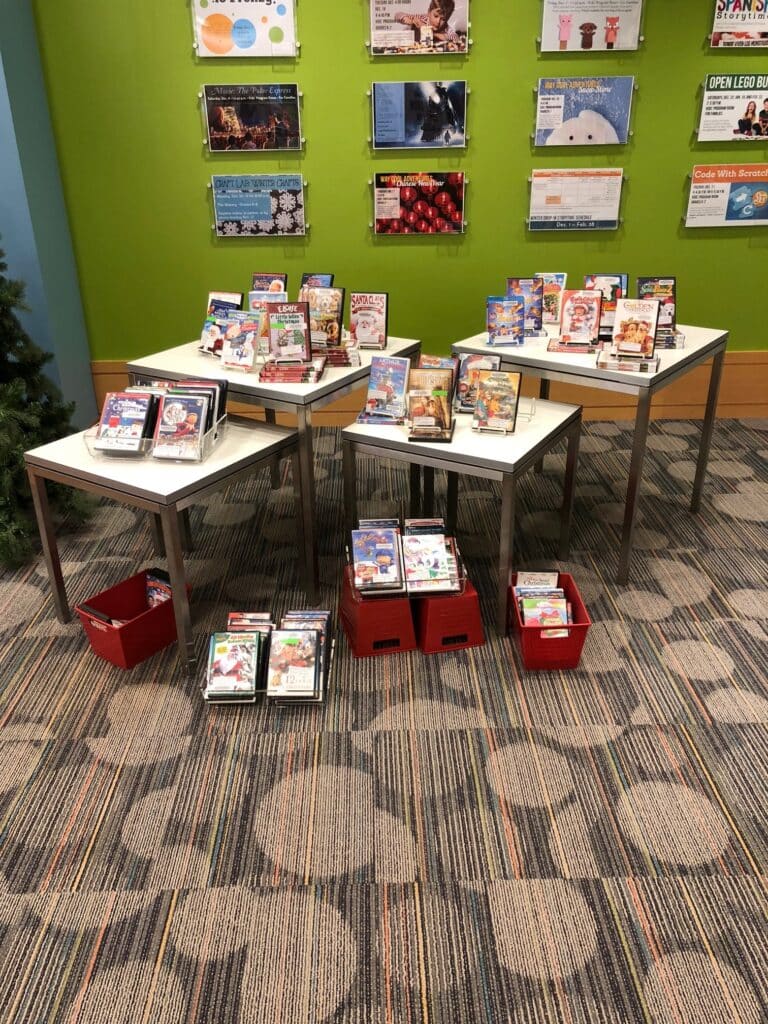 skware display tables, elmurst public library