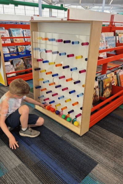 ball drop play end panel for children's library, boy