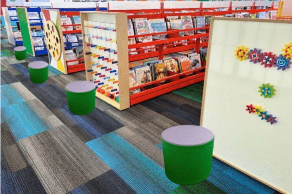 four activity play end panels for children's library area