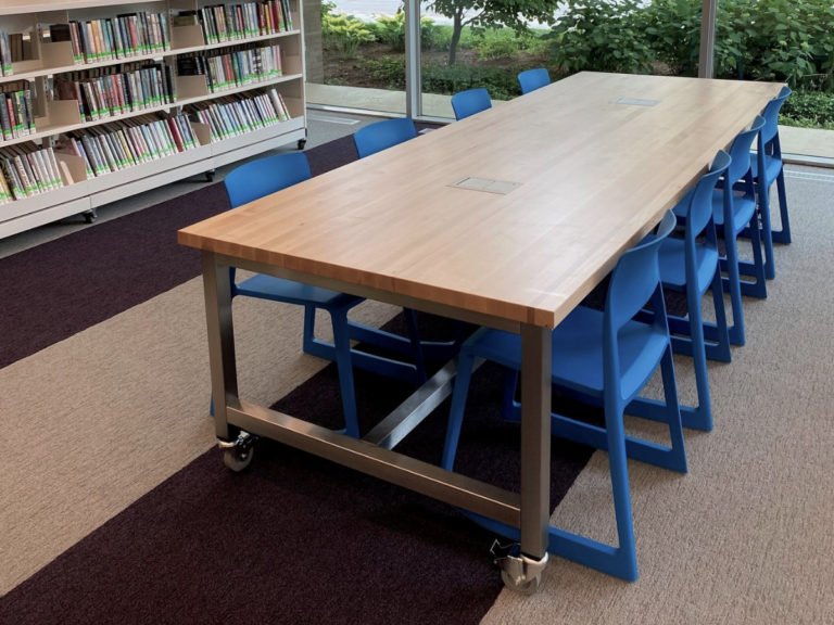 maker max table for gathering, reading, and crafting in libraries or schools